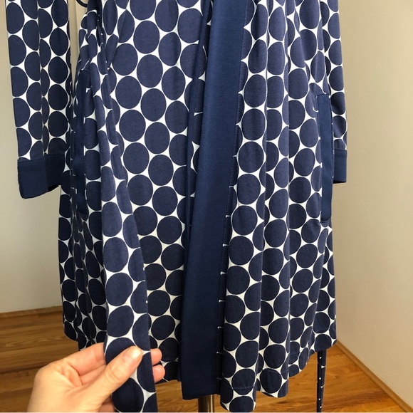 Kate Spade Blue Polka Dot Cotton Tie Front Robe size S - Picture 7 of 15